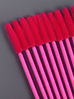 Щёточки для бровей и ресниц, силиконовые, набор - 10 шт, 10,5 см, цвет розовый