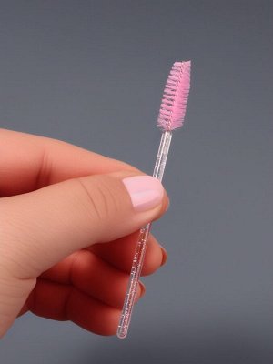 Щёточки для бровей и ресниц, набор - 10 шт, 9,5 см, цвет розовый/прозрачный