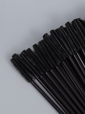 Щёточки для бровей и ресниц, силиконовые, набор - 50 шт, 10,5 см, цвет чёрный