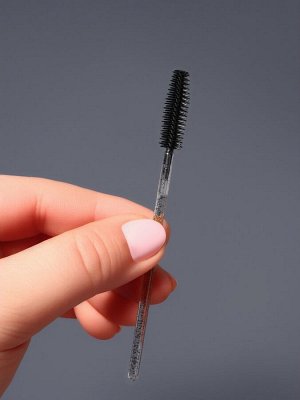 Щёточки для бровей и ресниц, силиконовые, набор - 50 шт, 10,5 см, цвет чёрный/прозрачный