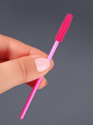Щёточки для бровей и ресниц, силиконовые, набор - 50 шт, 10,5 см, цвет розовый