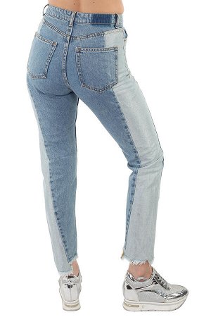 Модные женские джинсы Monki – комби-пошив, бахрома, длина 7/8 №102