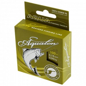Леска плетёная Aqua Aqualon Olive, d=0,14 мм, 100 м, нагрузка 9,9 кг