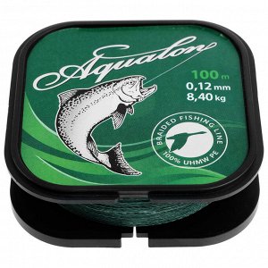 Леска плетёная Aqua Aqualon Dark-Green, d=0,12 мм, 100 м, нагрузка 8,4 кг