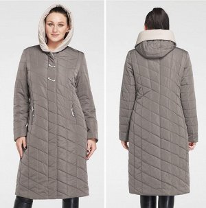 Зимнее женское пальто с капюшоном ХИТ ПРОДАЖ, цвет серый/бежевый