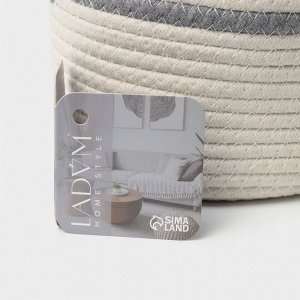 Корзина для хранения LaDо*m «Дориан», плетёная, ручной работы, хлопок, 18*18*15 см, белая