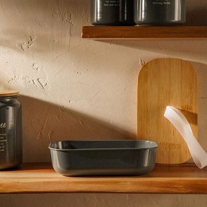Контейнер для еды стальной SL Home «Каса Перфекто», 21,5?12,5?6 см, с бамбуковой крышкой, зелёный