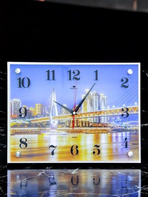 Часы настенные 39x30, серия "Ночной мост"
