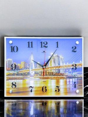 Часы настенные 39x30, серия "Ночной мост"