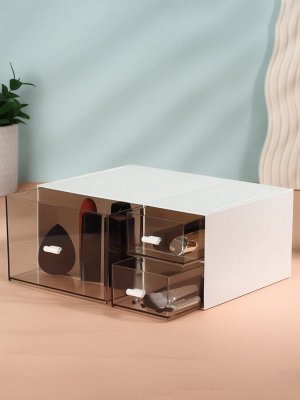 Органайзер для хранения BASIC, многоуровневый, 3 секции, 22.9x17.5x10 см, белый, прозрачный