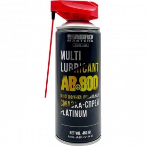 Смазка проникающая (жидкий ключ) ABRO Masters Platinum Multi Lubricant, многоцелевая, антикоррозийная, аэрозоль 450мл (с мульти-позиционным распылителем 2в1), арт. AB-800-CAP-AM-RE