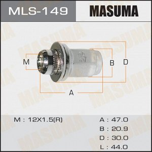 Гайка колесная Masuma MLS-149, закрытая, для Toyota / Lexus / Daihatsu, M12x1.5(R), длина 47мм, с прессшайбой 30мм, под ключ 21мм