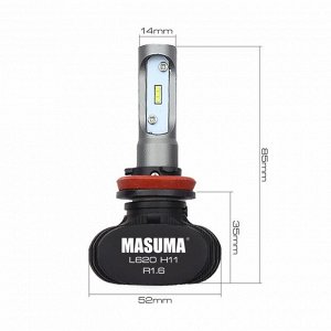Лампа светодиодная Masuma LED H11 (PGJ19-2, T11), 12/24В, 18Вт (соответствует 55Вт), 6000К, комплект 2 шт, арт. L620