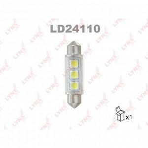 Лампа светодиодная LYNXauto Festoon (SV8.5, T11x41), 24В, 10Вт, 7300К, 1 шт, арт. LD24110