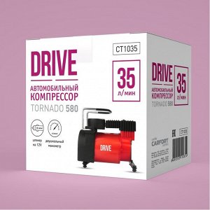 Компрессор автомобильный Drive Tornado 580, 12В, 10А, 35л/мин, 10атм, арт. CT1035