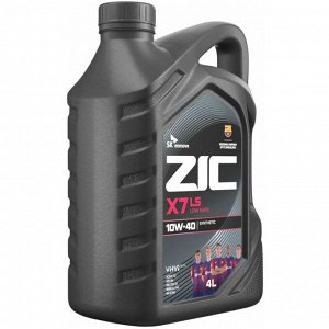 Масло моторное ZIC X7 LS 10w40, синтетическое, API SN, ACEA C3, универсальное, 4л, арт. 162620