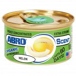 Ароматизатор на торпедо ABRO Органик Melon (Сочная дыня), с растительным наполнителем, баночка 42г, арт. AS-560-ME-RE-12