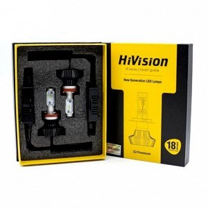 Лампа светодиодная HiVision Z2 Premium H11, H8, H16 (PGJ19-1, PGJ19-2, PGJ19-3, T11), 12В, 25Вт (соответствует 55Вт), 4000К, комплект 2 шт