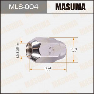 Гайка колесная Masuma MLS-004, закрытая, M12x1.25(R), длина 35.4мм, коническая посадка, под ключ 21мм