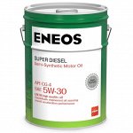 Масло моторное Eneos Super Diesel 5w30 полусинтетическое, CG-4, для дизельного двигателя, 20л, арт. 1332