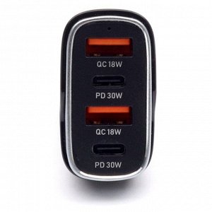 Зарядное устройство в прикуриватель Sundaree Multi Port Fast Car Charge, 12/24В, 2xUSB (5В/3А–12В/1.5А), 2xUSB Type-C (5В/3А–12В/2.5А), 60Вт, с функциями Power Delivery и Quick Charge, арт. CC53-2A2C