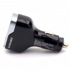 Зарядное устройство в прикуриватель Sundaree Multi Port Fast Car Charge, 12/24В, 2xUSB (5В/3А–12В/1.5А), 2xUSB Type-C (5В/3А–12В/2.5А), 60Вт, с функциями Power Delivery и Quick Charge, арт. CC53-2A2C
