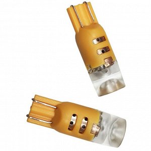Лампа светодиодная HiVision WY5W (W2.1x9.5d, T10), 12В, 3Вт (соответствует 5Вт), оранжевая, комплект 2 шт