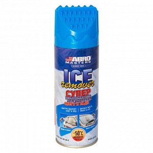 Размораживатель стёкол и замков ABRO Masters Ice Remover, аэрозоль 400мл (с крышкой-скребком), арт. WD-300-AM-R