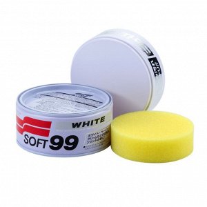 Полироль кузова Soft99 Soft Wax, защитный, с воском карнаубы, для светлых автомобилей, банка 350г, (+губка), арт. 00020
