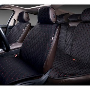 Чехлы-накидки Autopremier Alcantra Luxe, для переднего и заднего ряда, стеганая алькантара, черный/красный цвет, 4 предмета, арт. ALL1200