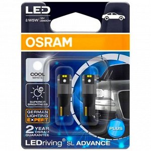 Лампа светодиодная Osram W5W (W2.1x9.5d, T10), 12В, 1.5Вт (соответствует 5Вт), 6200К, 1 шт, арт. 2980CW-02B