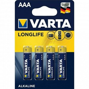 Батарейка щелочная Varta Longlife, AAA (LR03), 1.5В, 4 шт