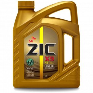 Масло моторное ZIC X9 FE 0w30, синтетическое, API SP, ILSAC GF-6A, для бензинового двигателя, 4л, арт. 162683