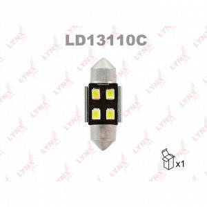 Лампа светодиодная LYNXauto Festoon (SV8.5, T11x31), 12В, 10Вт, 7000К, 1 шт, арт. LD13110C