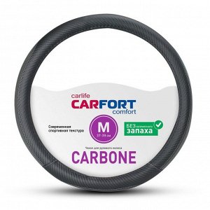 Оплетка на руль CARFORT CARBONE, черный цвет, размер M (37-39см)