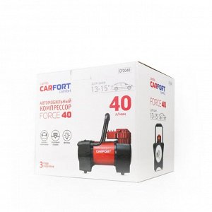 Компрессор автомобильный Carfort Force-40, 12В, 10А, 40л/мин, 10атм, фонарь