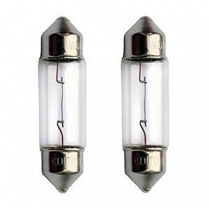 Лампа Koito Festoon C10W (SV8.5, T10x37), 12В, 10Вт, комплект 2 шт