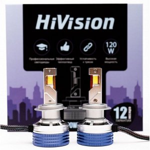 Лампа светодиодная HiVision Z7 Power Bright H7 (PX26d, T11), 12В, 50Вт, 6000К, комплект 2 шт, арт. Л0429