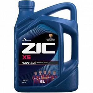 Масло моторное ZIC X5 10w40, полусинтетическое, API SP, для бензинового двигателя, 6л, арт. 172622