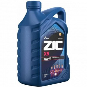 Масло моторное ZIC X5 10w40, полусинтетическое, API SP, для бензинового двигателя, 6л, арт. 172622