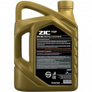 Масло моторное ZIC TOP 5w40, синтетическое, API SP, ACEA A3/B3/B4, универсальное, 4л, арт. 162682
