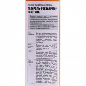 Полироль-реставратор и салона Rinkai Plastic Restor & Shine, для пластика, кожи и винила, с защитой от вредных воздействий, аромат лимона, аэрозоль 840мл, арт. RC1207