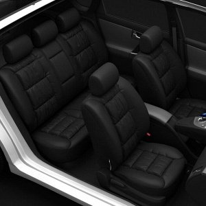 Чехлы Carfort Silver для задних сидений, кожа, черный цвет, 5 предметов