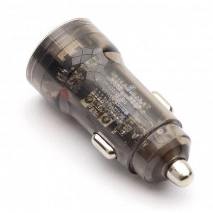 Зарядное устройство в прикуриватель Dual USB Car Charger Adapter, 12/24В, 1xUSB (5В/5А–11В/6А), 1xUSB Type-C (9В/2.22А), 66Вт, с функциями Power Delivery и Quick Charge, арт. F-025