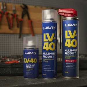 Смазка проникающая (жидкий ключ) Lavr LV-40, многоцелевая, антикоррозийная, аэрозоль 520мл (с мульти-позиционным распылителем 2в1), арт. Ln1453