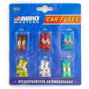 Предохранитель автомобильный ABRO, флажковый, cтандартный (ATO S1035-2/FT), 7.5/10/15/20/25/30А, комплект 16 шт, арт. FU-AI381-AS-16
