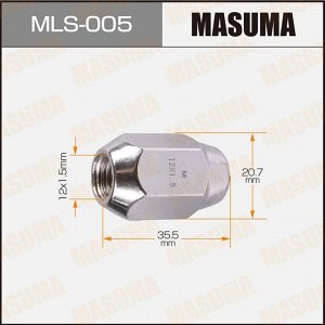 Гайка колесная Masuma MLS-005, закрытая, M12x1.5(R), длина 35.5мм, коническая посадка, под ключ 21мм