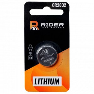 Батарейка литиевая Rider Lithium, CR2032 (Ø20.0x3.2мм), 3В, 1 шт, арт. 3382/3399