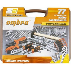 Набор инструментов Ombra, под размеры 1/2, 1/4", комплект 77 предметов, арт. OMT77S