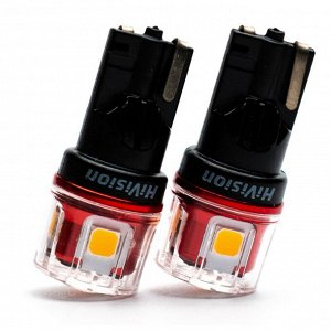 Лампа светодиодная HiVision WY5W (W2.1x9.5d, T10), 12/24В, 1.7Вт (соответствует 5Вт), оранжевые, 2700К, комплект 2 шт, арт. Л0423